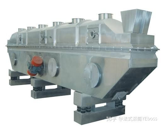 振動(dòng)流化床干燥機(jī)，用機(jī)械振動(dòng)輔助流化，優(yōu)點(diǎn)是設(shè)備高度可以降低，操作也比流化床靈活，現(xiàn)在已經(jīng)是非常常見(jiàn)的設(shè)備了。